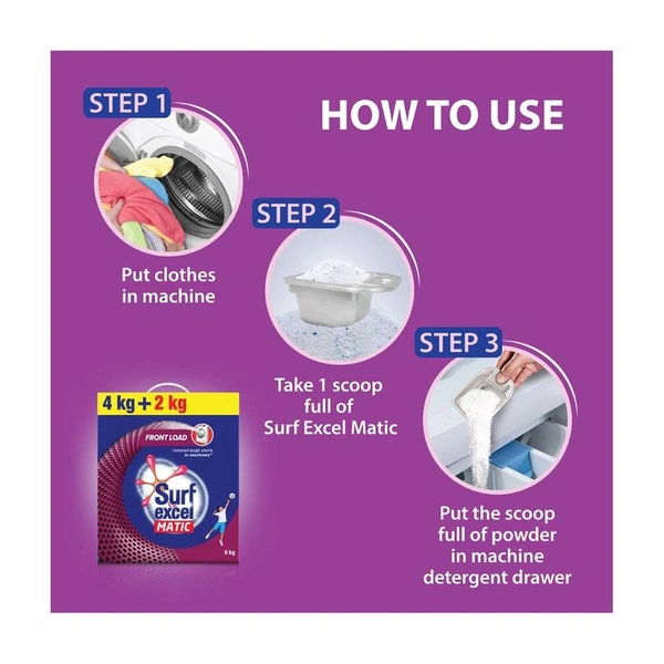 Surf Excel Matic Front Load Detergent Powder (4 + 2) kg