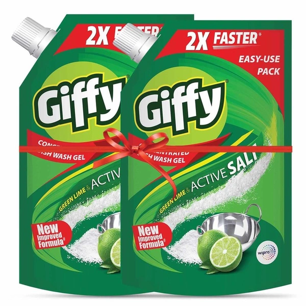 Giffy Greenlime & Active Salt Dishwash Gel 900 ml + 900 ml