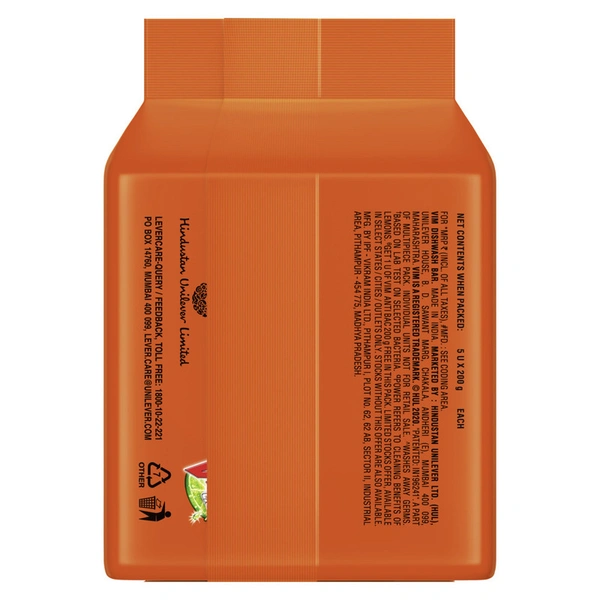 Vim Anti Bac With Neem Dishwash Bar 5 U X 200 g