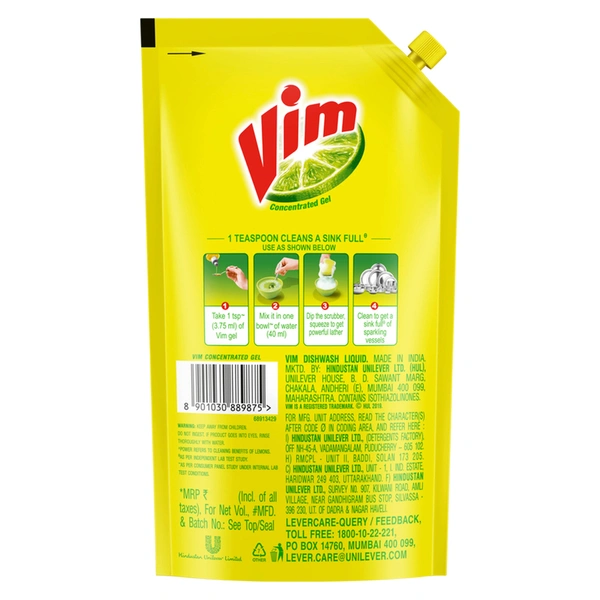 Vim Liquid Dishwash Gel Refill 125 ml
