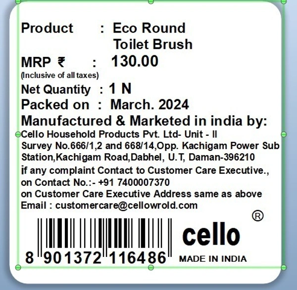 Cello Eco Round Toilet Assorted Brush 1 N