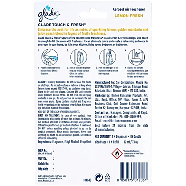 Glade Touch & Fresh Manual Diffuser Lemon, 12 ml