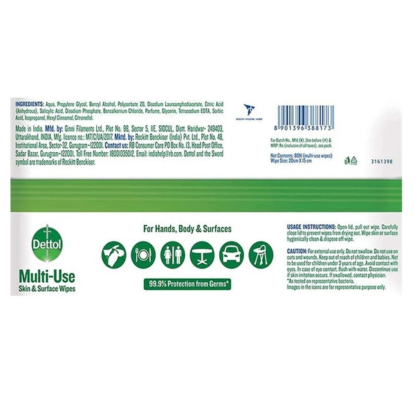 Dettol Multi Use Original Wipes 80 N