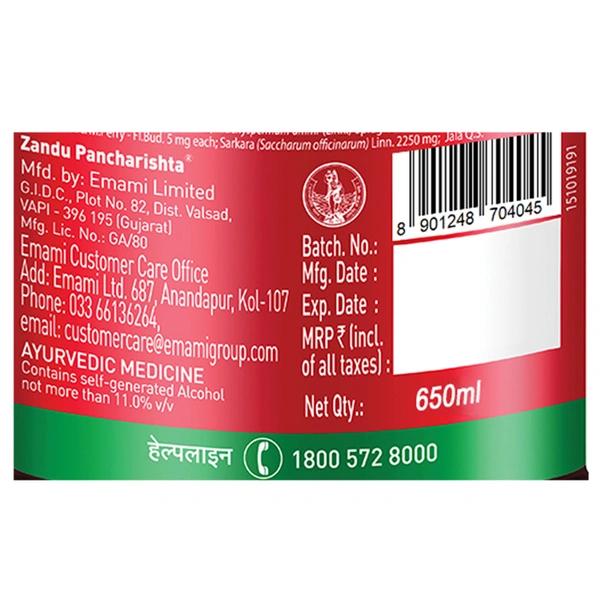 Zandu Pancharishta Ayurvedic Digestive Tonic 650  ml