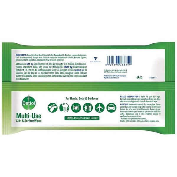 Dettol Multi Use Original Wipes 40 N