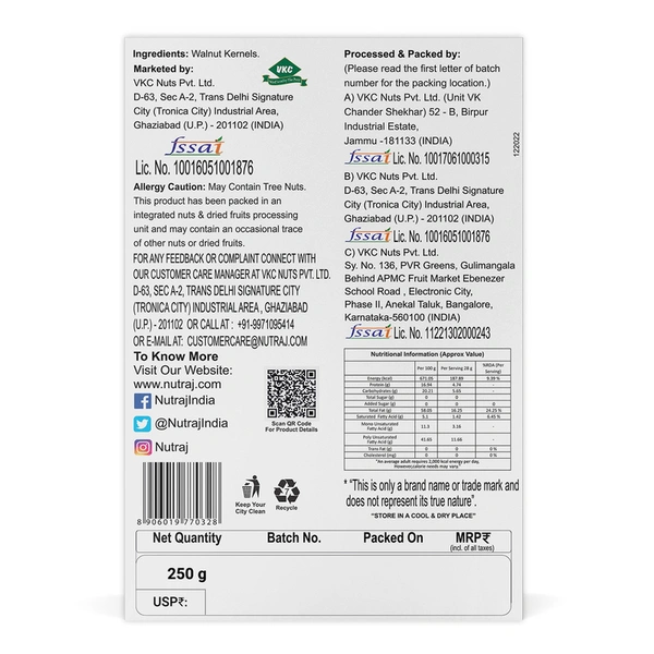 Nutraj Recipe Ready Walnut Kernel 250 g
