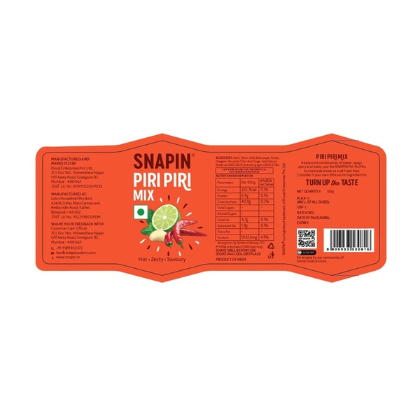 Snapin Piri Piri Mix Masala Bottle 50 g