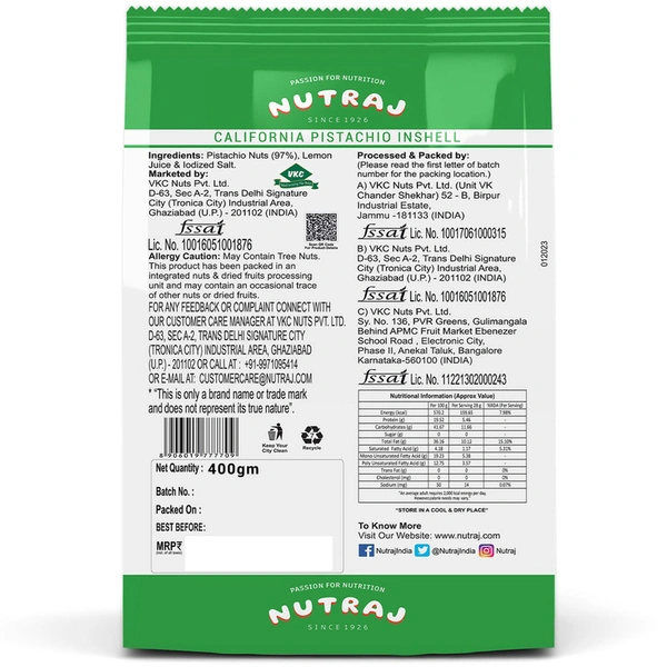 Nutraj Inshell Roasted & Salted Pista 400 g