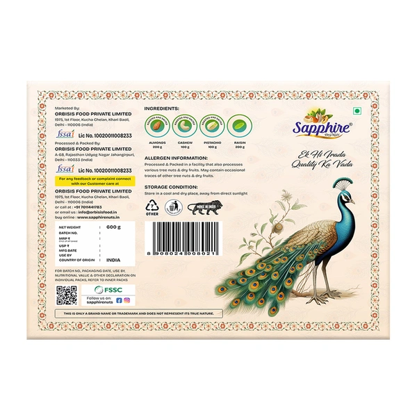 Sapphire Divine Dry Fruits Gift Pack 600 g