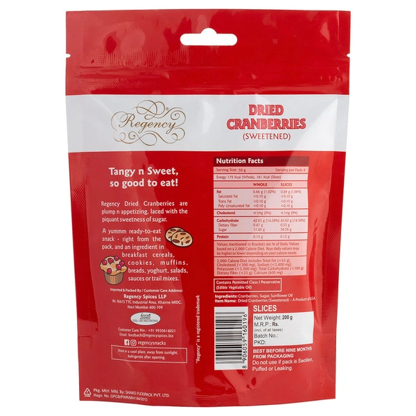 Regency Dried Cranberry Sliced 200 g