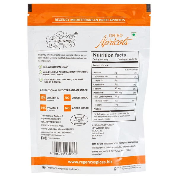 Regency Dried Apricot Turkel 200 g