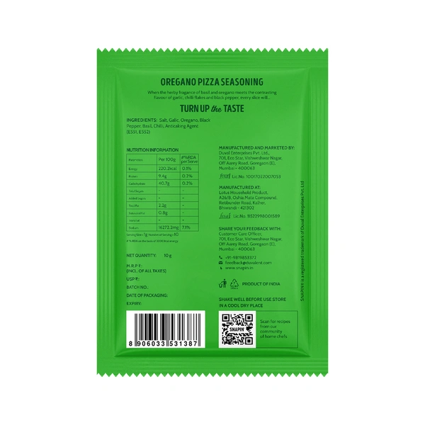 Snapin Oregano Pizza Seasoning Sachet 10 g
