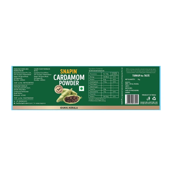 Snapin Cardamom Powder Bottle 15 g