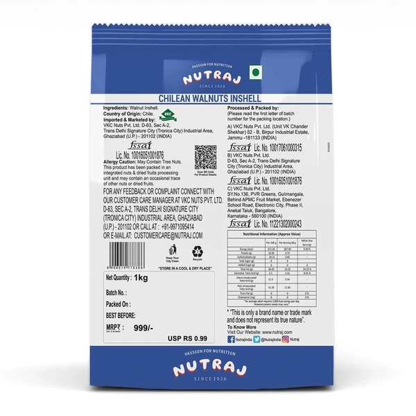 Nutraj Chilean Walnut Inshell 1 kg