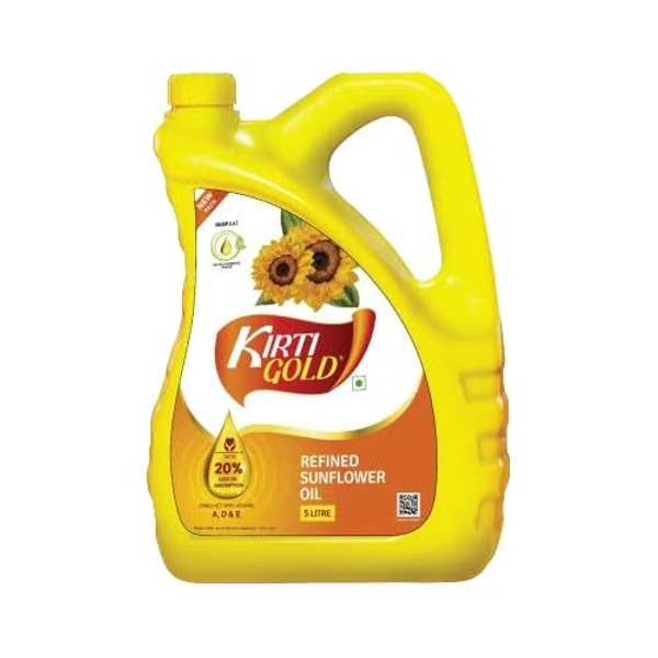 Kirti Gold Refined Sunflower Oil Jar, 5 L