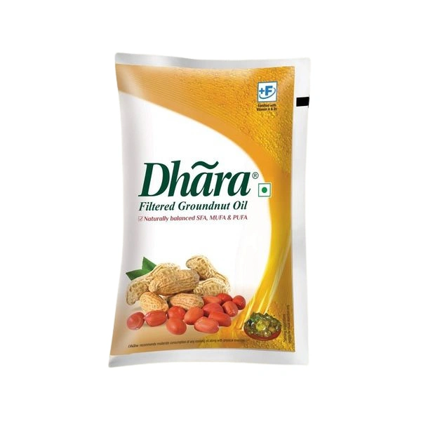 Dhara Groundnut Oil Pouch, 1 L