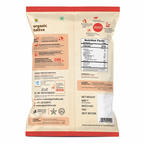 Organic Tattva Wheat Flour Whole, 5 kg
