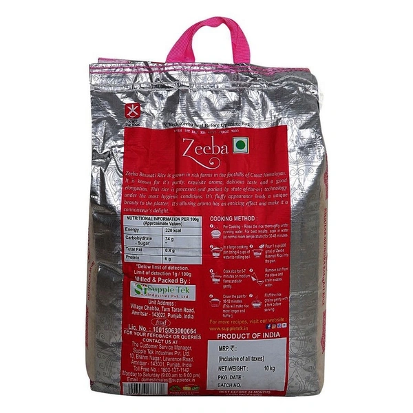 Zeeba Mogra Basmati Rice Regular, 10 kg