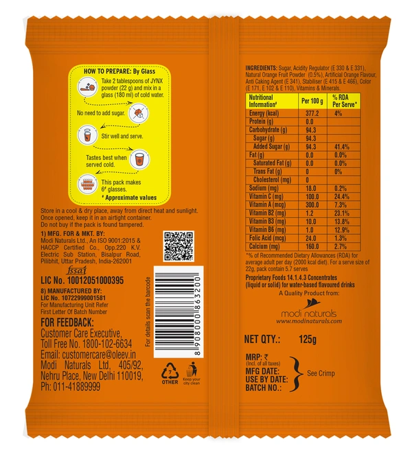 Oleev Jynx Orange Instant Drink Mix 125 g