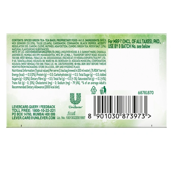 Lipton Sipn Digest Ginger Tulsi Green Tea Bag 10 N (1.8 g Each)