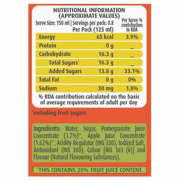 Real Fruit Power Pomegranate Drink 125 ml