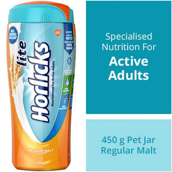 Horlicks Lite Regular Malt 450 g, Jar