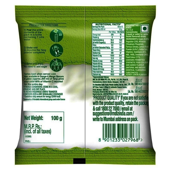 Tang Lemon Instant Drink Mix Pouch, 100 g