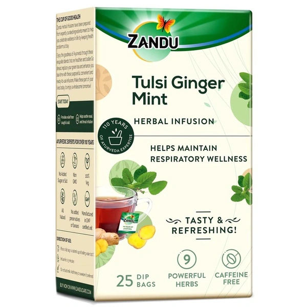 Zandu Tulsi Ginger Mint Infusion Drink 25 N (1.5 g Each)
