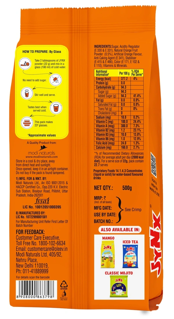 Oleev Jynx Orange Instant Drink Mix 500 g