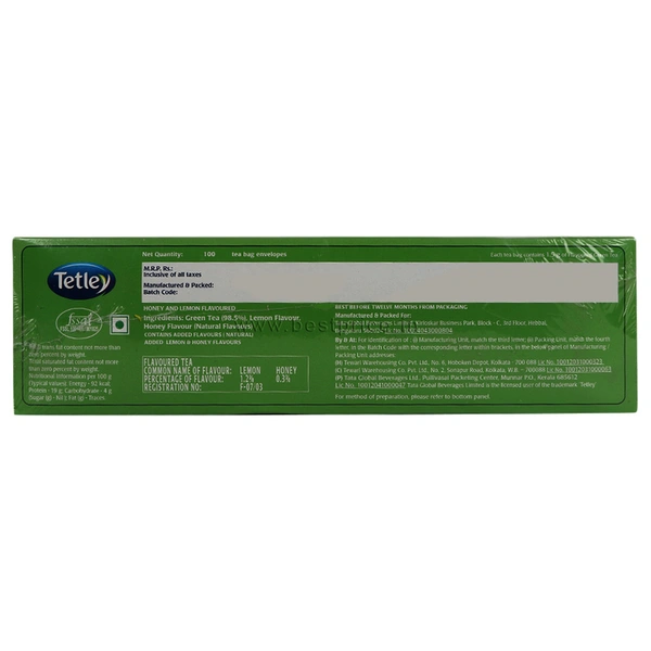 Tetley Green Tea Bags Lemon & Honey, Sachet, 100N