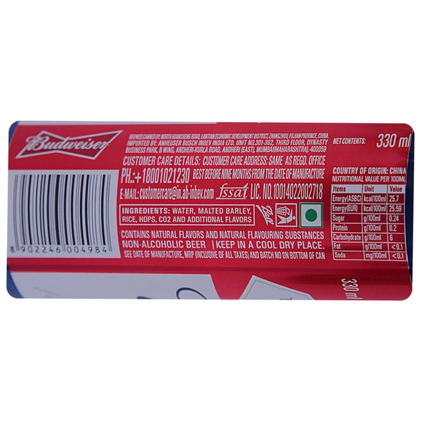 Budweiser Non Alcoholic Can 330 ml