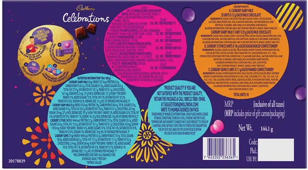Cadbury Celebration Assorted Chocolates Gift Pack 144.1 g