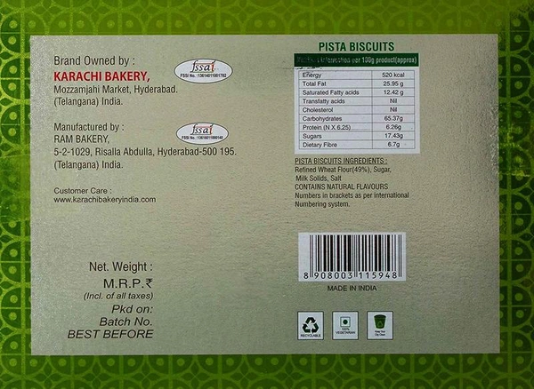 Karachi Bakery Green Pista Biscuit 400 g