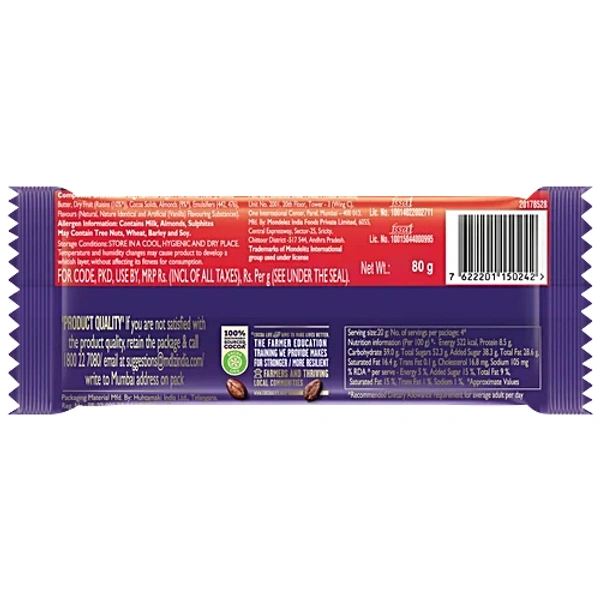 Cadbury Dairy Milk Fruit And Nut Bar Chocolate 80 g