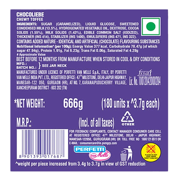 Alpenliebe Chocoliebe Eclairs Plus Jar 202 N ( 3.4 g Each)