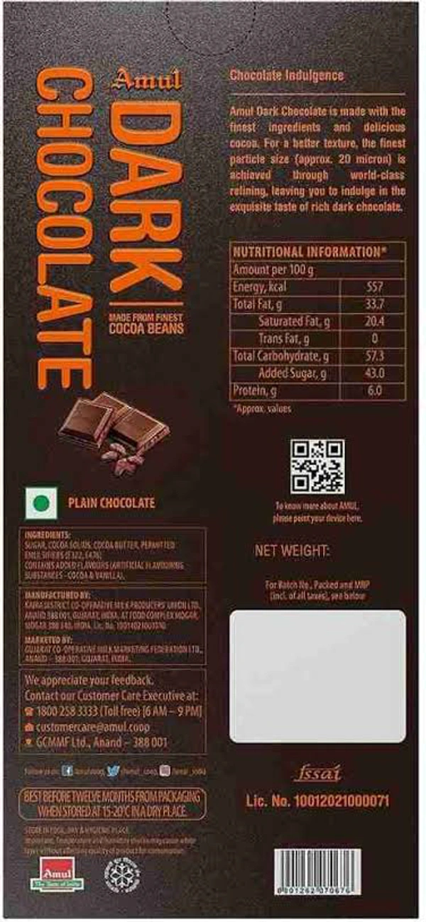 Amul Dark Chocolate 150 g