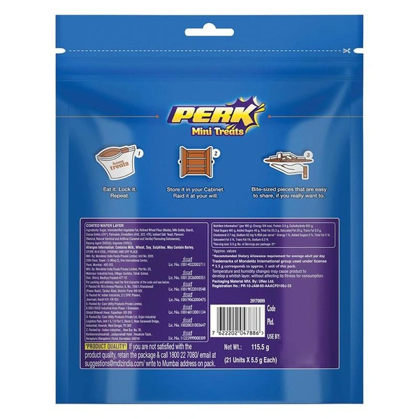 Cadbury Perk Mini Treats Wafer Clocloate Bar 115.5 g