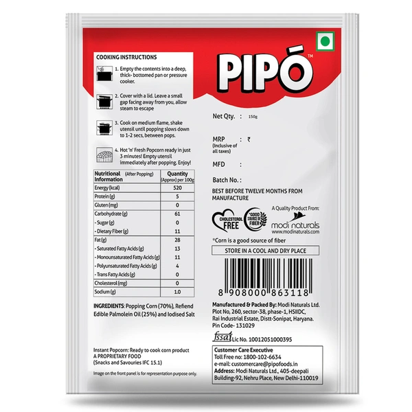 Pipo Popcorn Classic Salted 150 g