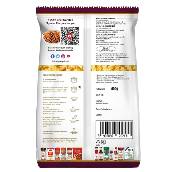 Keya Fusilli Pasta 400 g