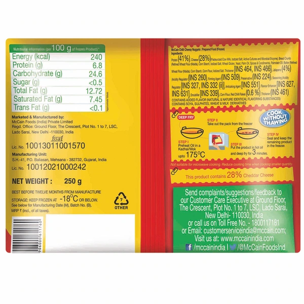 McCain Chilli Cheesy Nuggets 250 g