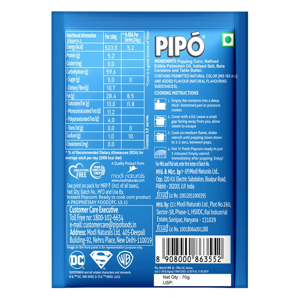 Pipo Superman Theatre Butter Popcorn 70 g
