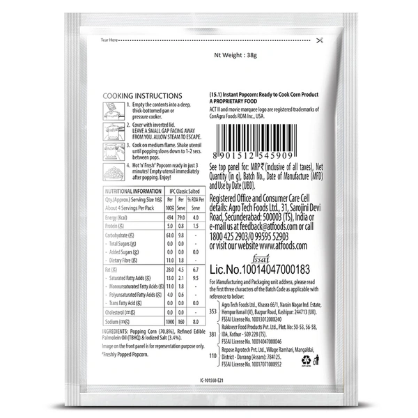 Act ll Classic Salted Popcorn 38 g