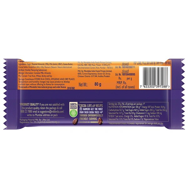 Cadbury Dairy Milk Roast Almond Clocloate 80 g
