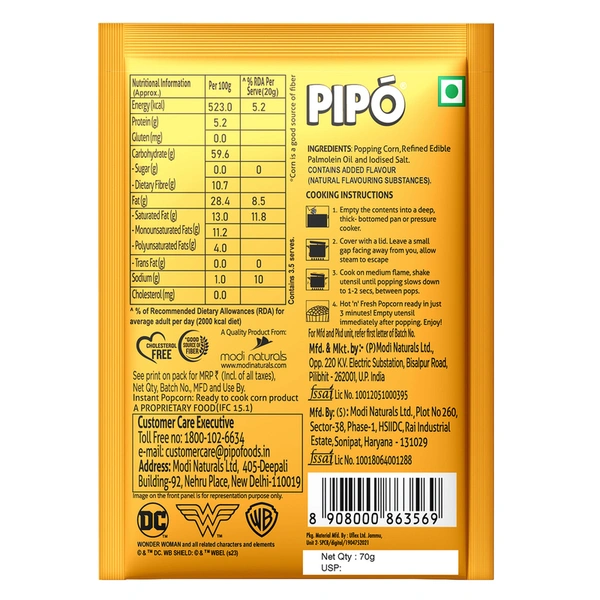 Pipo Popcorn Wonder Woman Wonder Masala 70 g