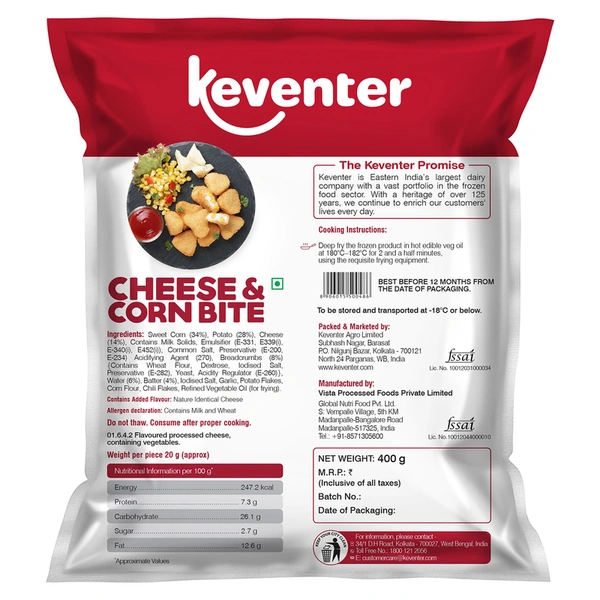 Keventer Cheese & Corn Bites 400 g