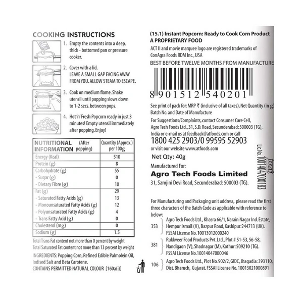 Act ll Golden Sizzle Popcorn 38 g