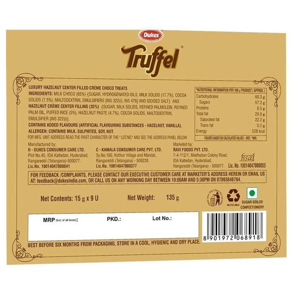 Dukes Truffel Hazelnut T9 Gift Pack 135 g