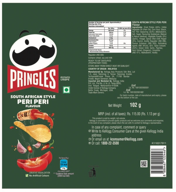 Pringles Peri Peri Chips 102 g