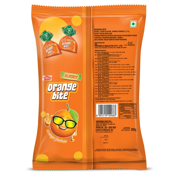 Parle Bigger Orangebite Candy Pouch 390 g