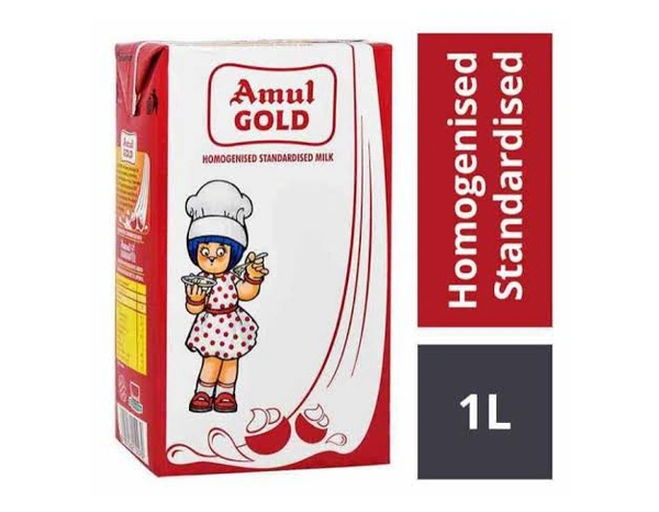 Amul Gold Standardised Milk Tetra Pack, 1 L